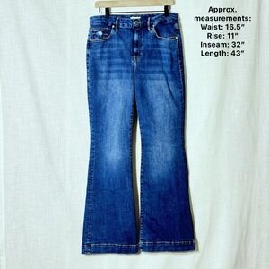 Good American High Rise Flare Jeans Women's 14/32 Blue Stretch Denim Medium Wash